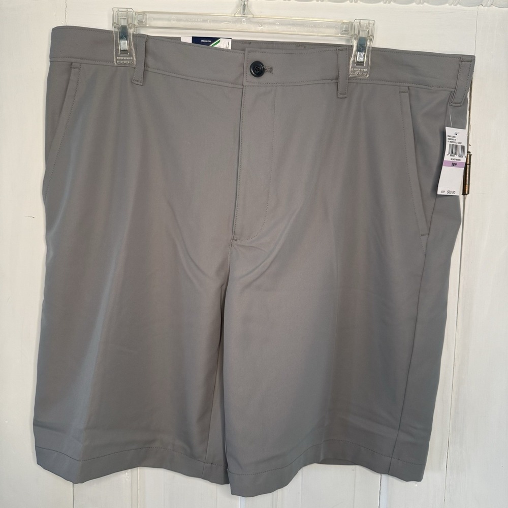 NEW IZOD Men's Golf Shorts Size 38 Gray Pockets Straight Fit Sun Control Wicking
